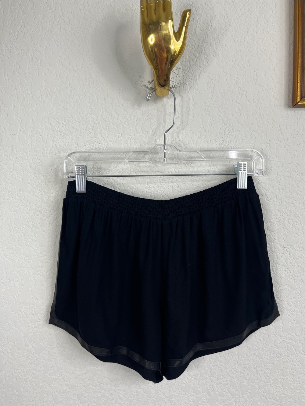 Alice + Olivia Lamb Leather Piped Shorts